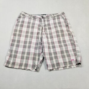 Vans Shorts Mens Size 32 Gray Purple Plaid Skater Skateboarding Y2K Cotton 9" In